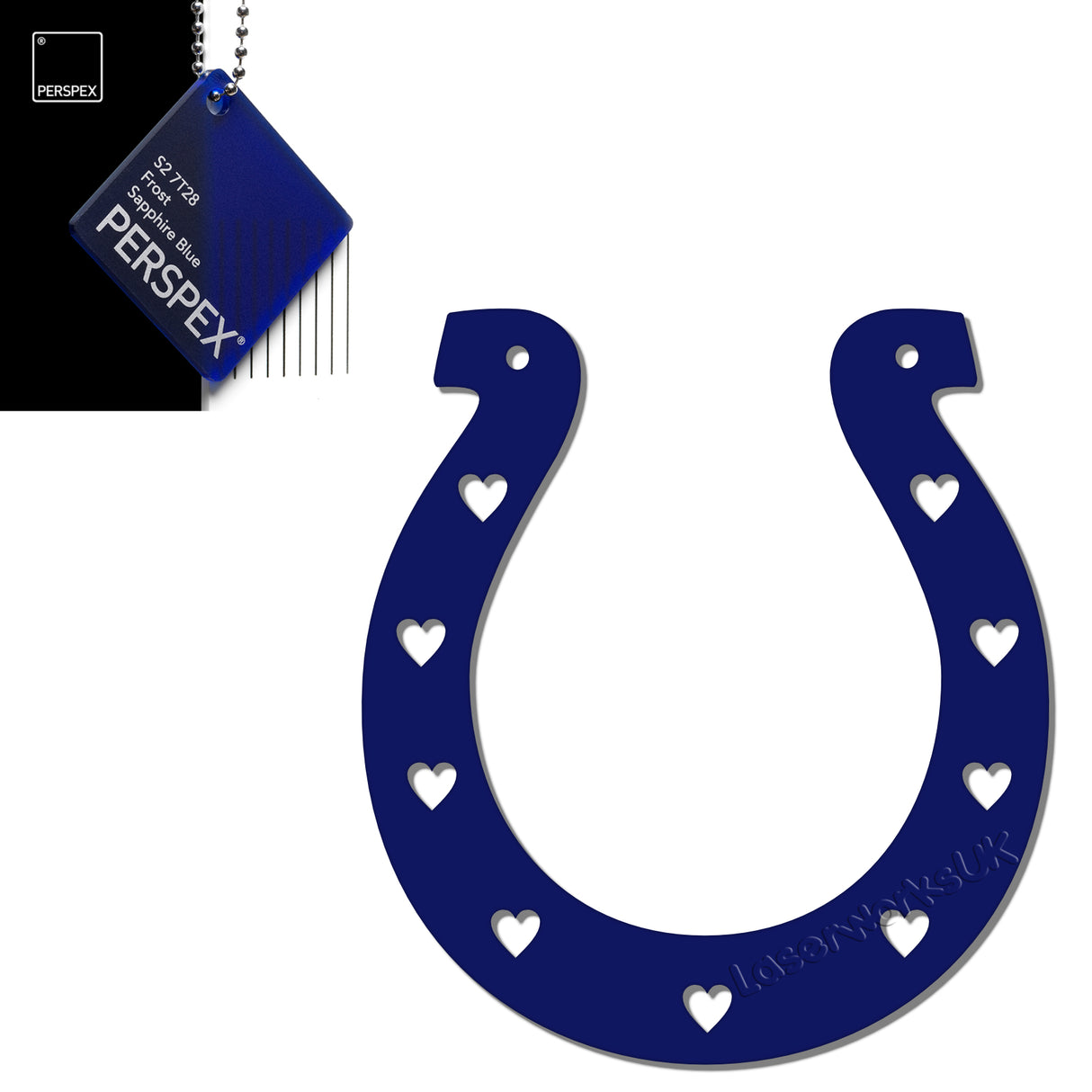 Acrylic Wedding Horseshoe With Hearts Cut Out Border - Laserworksuk