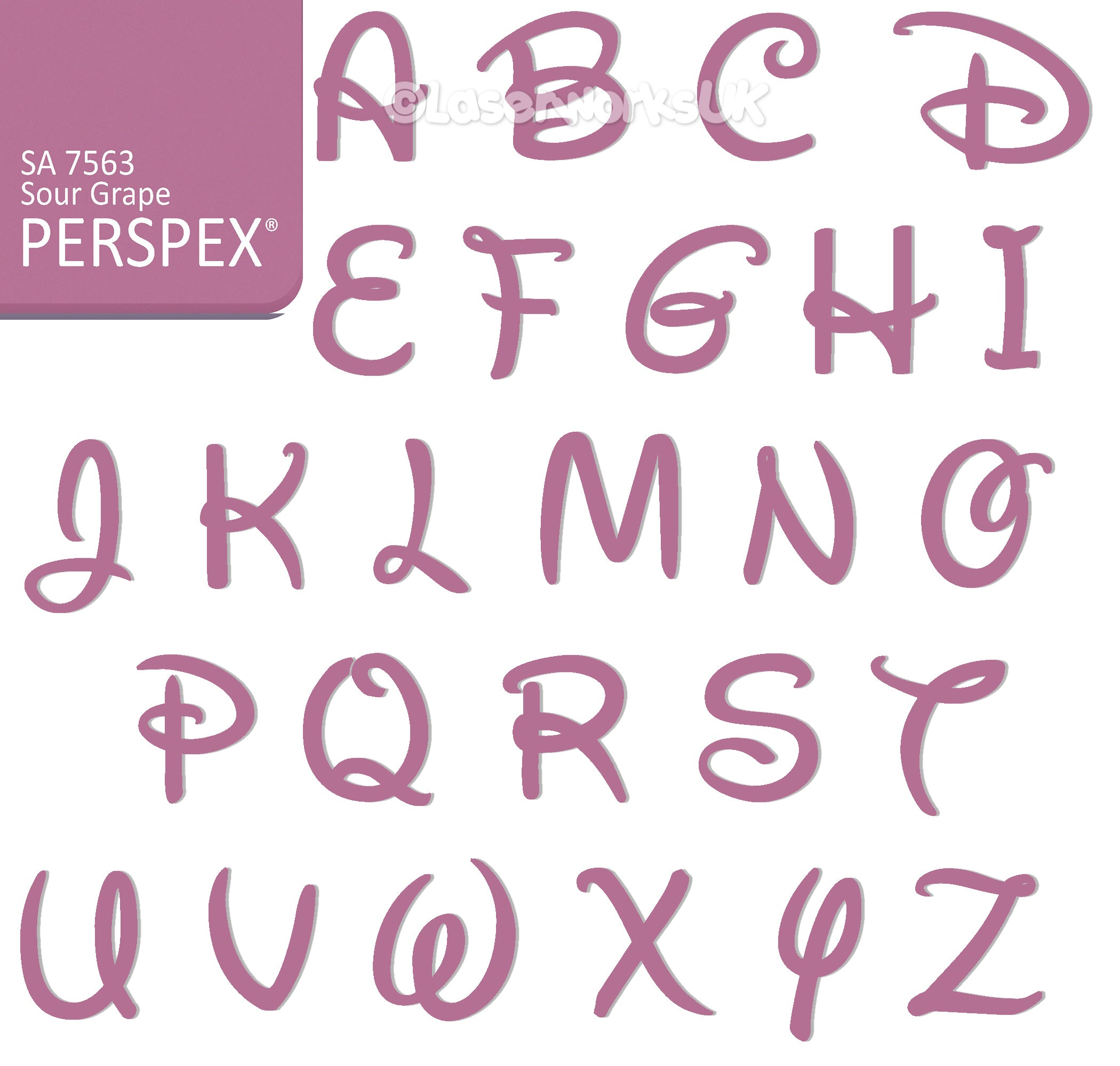 Acrylic Letters - 4cm High - Disney Font Perspex Letters & Numbers - 40 Colours - Laserworksuk
