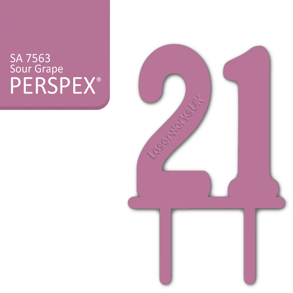 Acrylic Number Twenty One Cake Topper - Laserworksuk