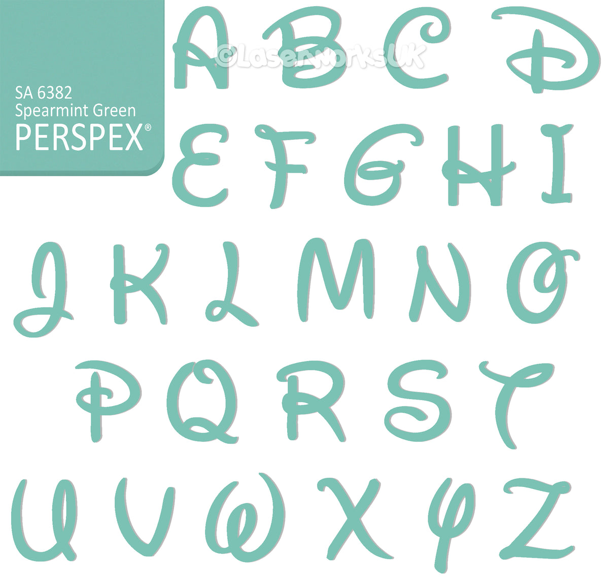 Acrylic Letters - 4cm High - Disney Font Perspex Letters & Numbers - 40 Colours - Laserworksuk