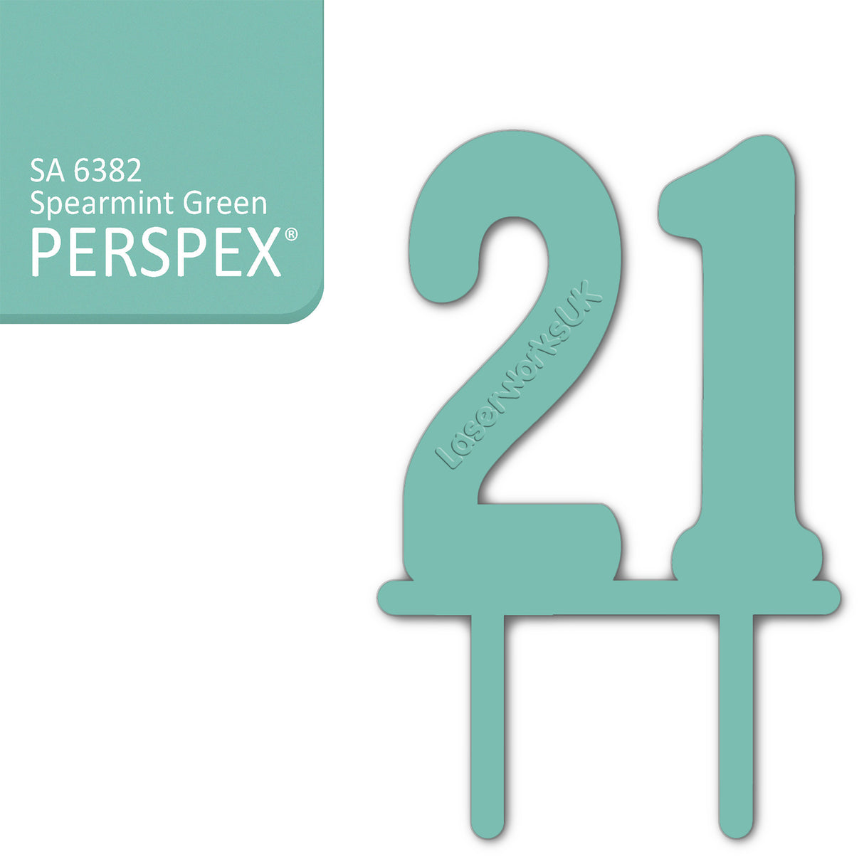 Acrylic Number Twenty One Cake Topper - Laserworksuk