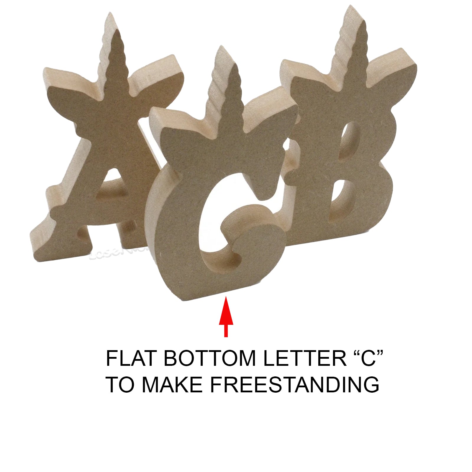 Free Standing 18mm Personalised Unicorn Letters & Numbers - LaserworksUK