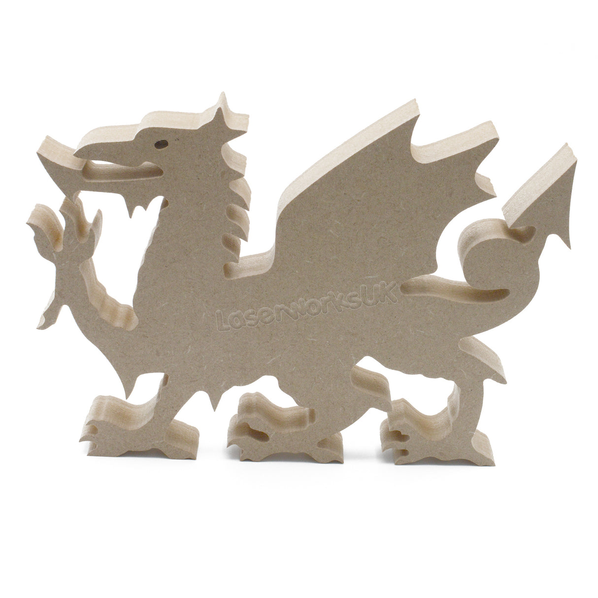 Freestanding Welsh Dragon - 18mm MDF Wooden Dragon Shapes - Laserworksuk