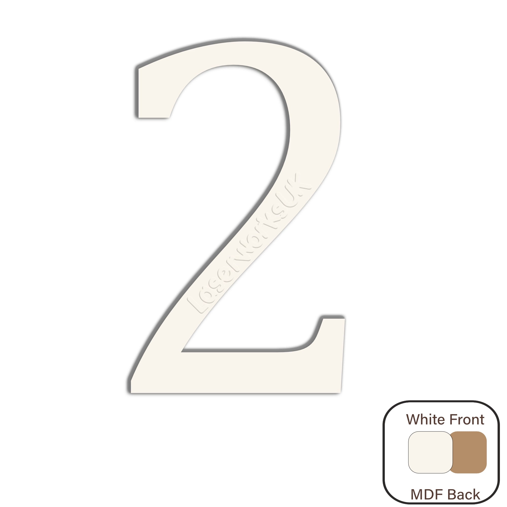White Painted MDF Wooden Letters - Cambria Font 2cm - 30cm - Laserworksuk