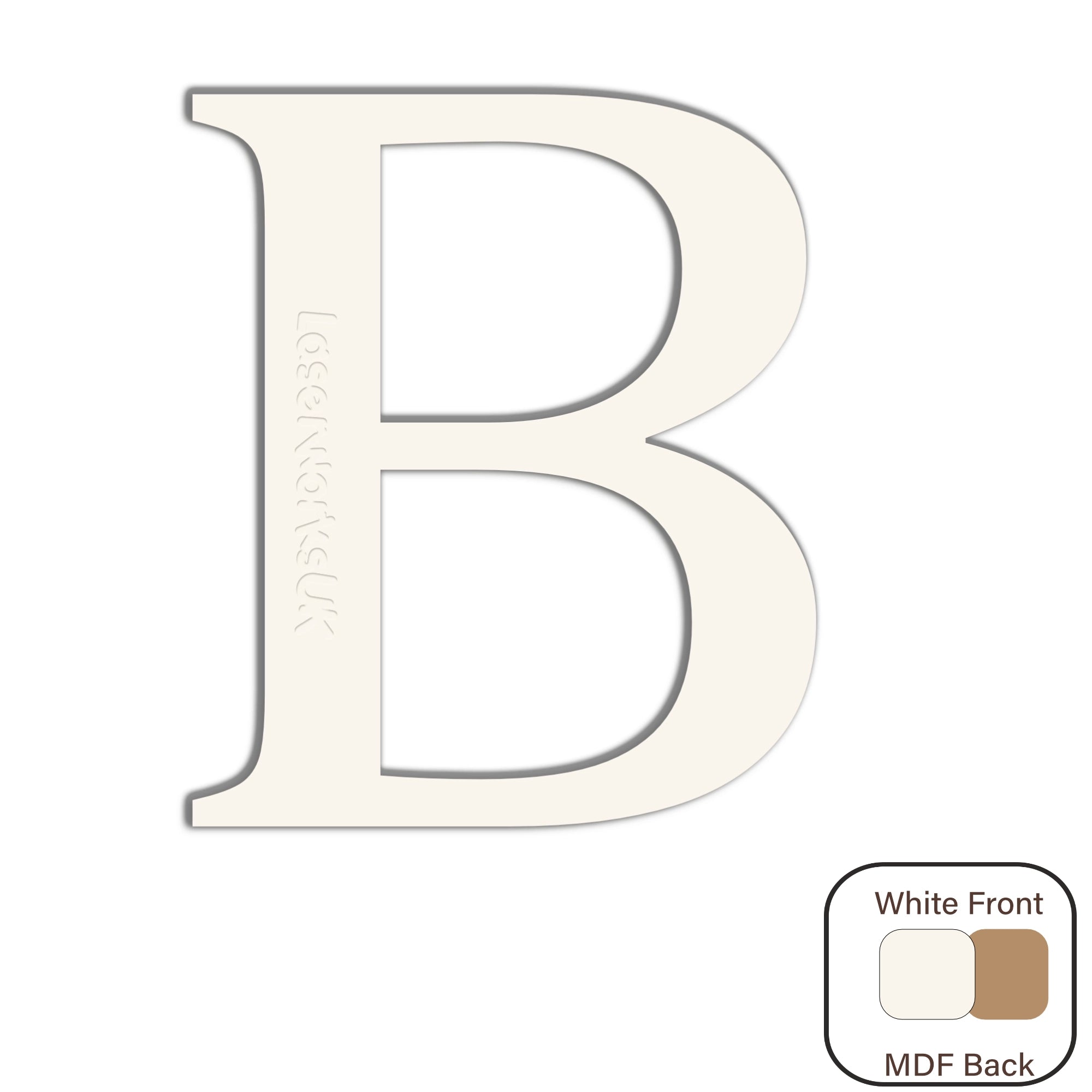 White Painted MDF Wooden Letters - Cambria Font 2cm - 30cm - Laserworksuk