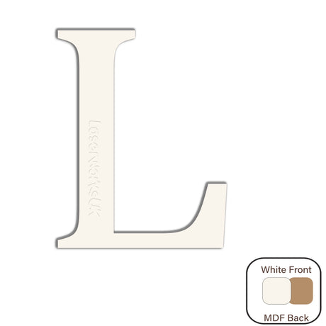 White Painted MDF Wooden Letters - Cambria Font 2cm - 30cm - Laserworksuk