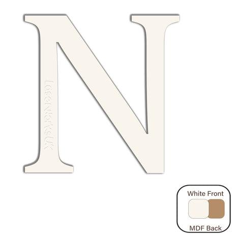 White Painted MDF Wooden Letters - Cambria Font 2cm - 30cm - Laserworksuk