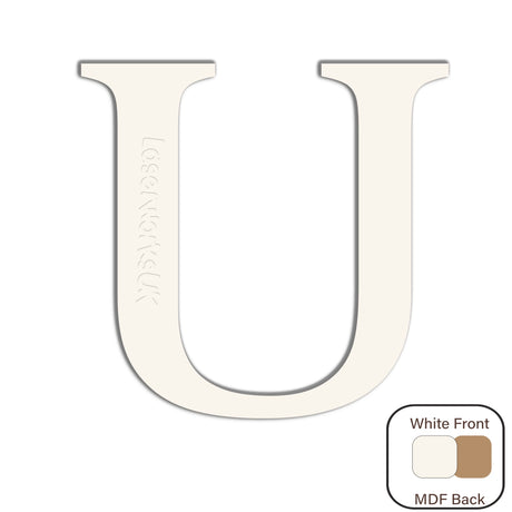 White Painted MDF Wooden Letters - Cambria Font 2cm - 30cm - Laserworksuk