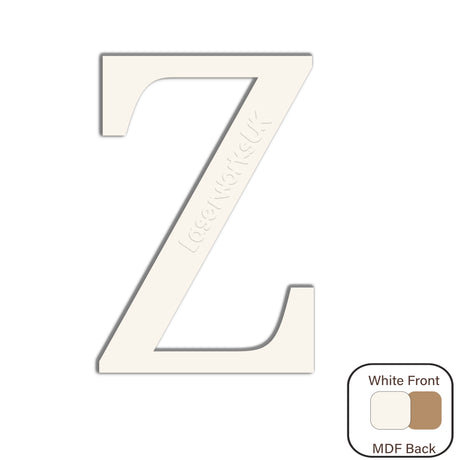 White Painted MDF Wooden Letters - Cambria Font 2cm - 30cm - Laserworksuk