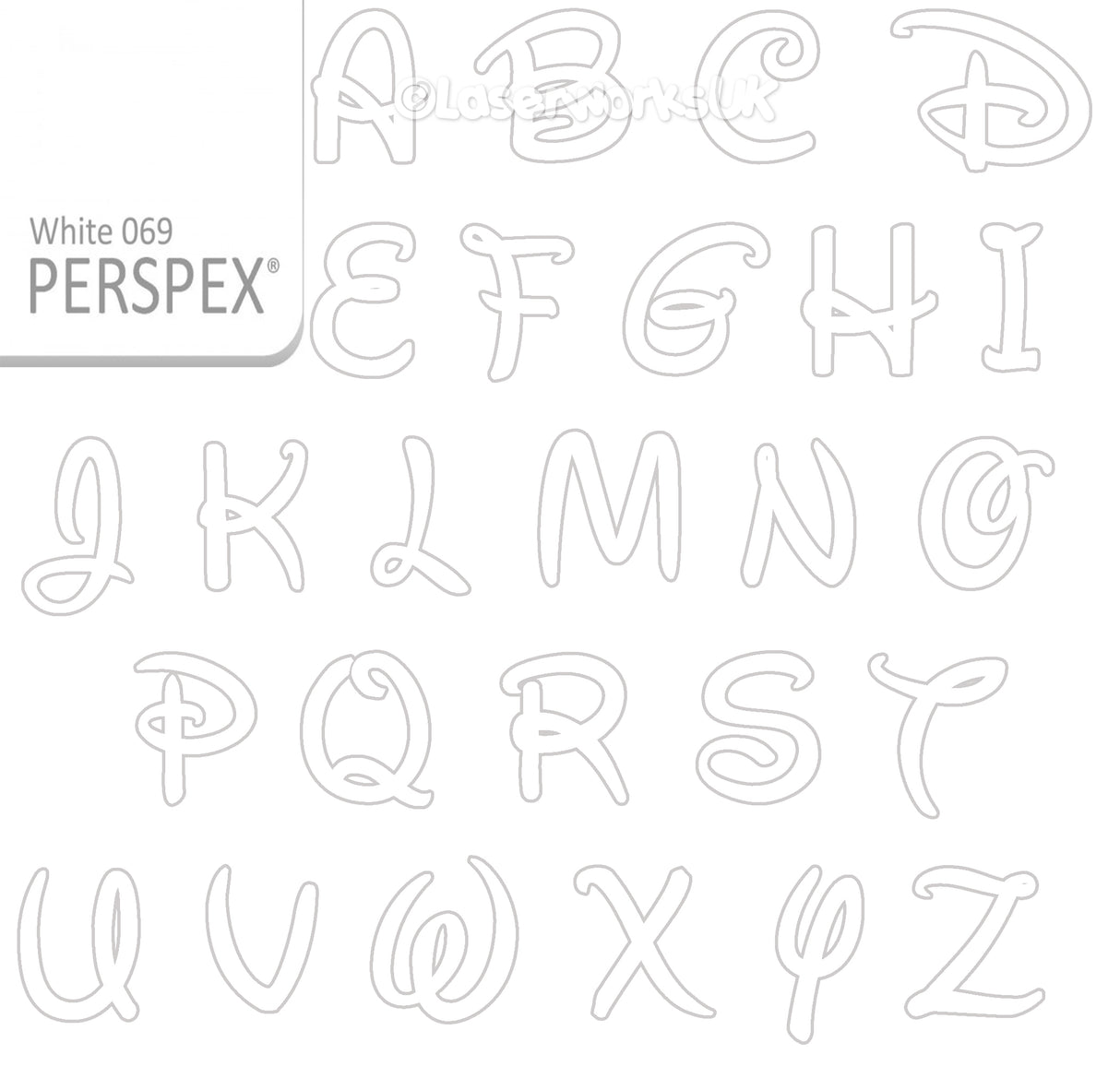 Acrylic Letters - 4cm High - Disney Font Perspex Letters & Numbers - 40 Colours - Laserworksuk