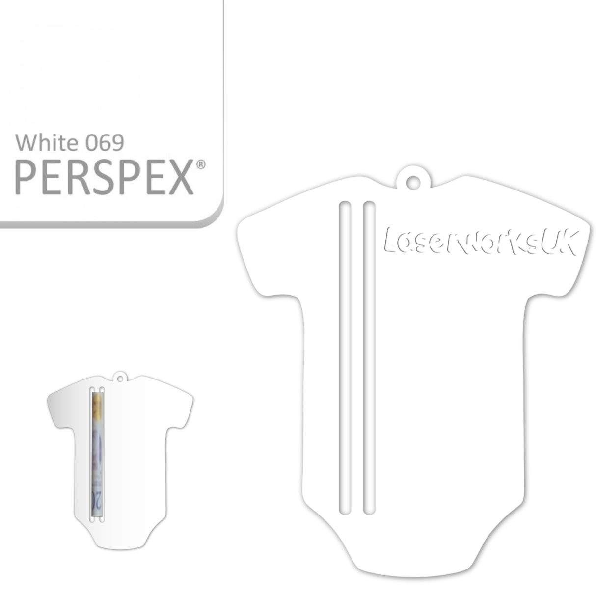 Acrylic Baby Vest - Bodysuit Money Holder Blanks (Pack of 5) - Laserworksuk