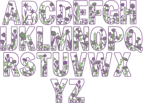 Wild Flower Alphabet Theme Layered Letters - Full Alphabet Available - LaserworksUK