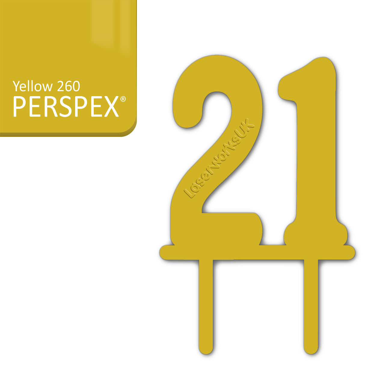 Acrylic Number Twenty One Cake Topper - Laserworksuk