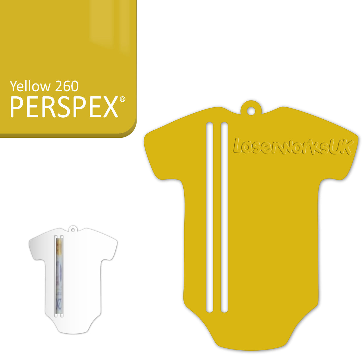 Acrylic Baby Vest - Bodysuit Money Holder Blanks (Pack of 5) - Laserworksuk