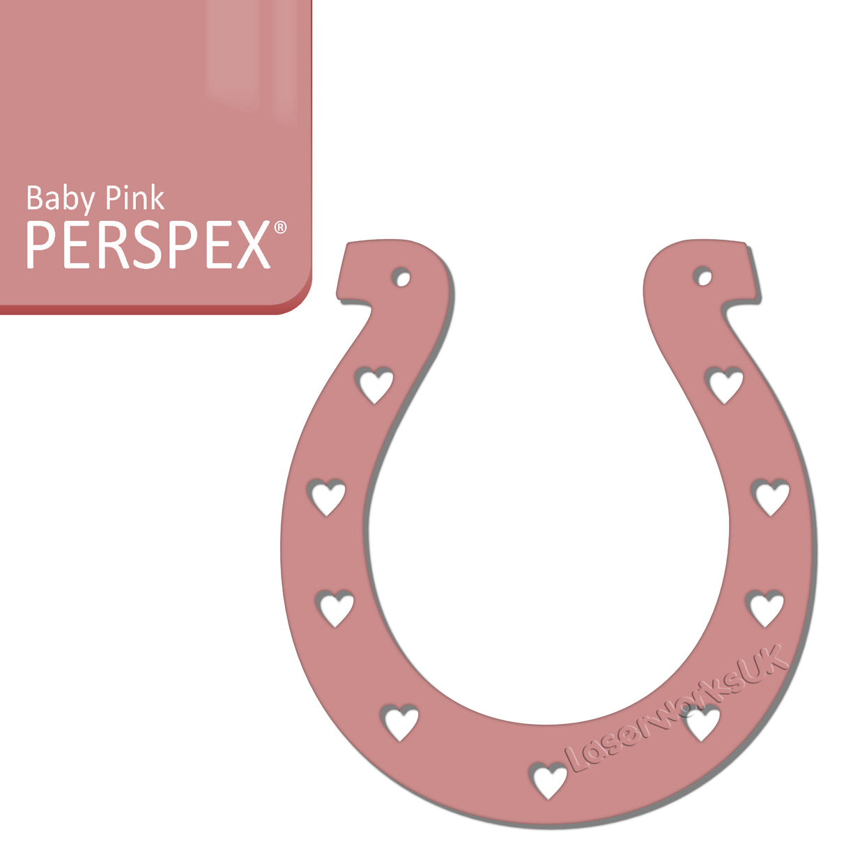 Acrylic Wedding Horseshoe With Hearts Cut Out Border - Laserworksuk