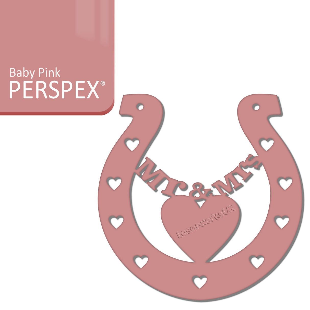 Acrylic Mr & Mrs Horseshoe Blanks - Laserworksuk