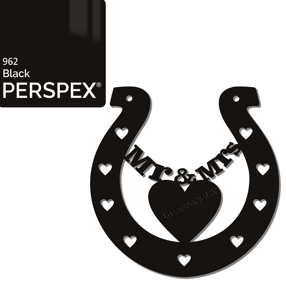 Acrylic Mr & Mrs Horseshoe Blanks - Laserworksuk