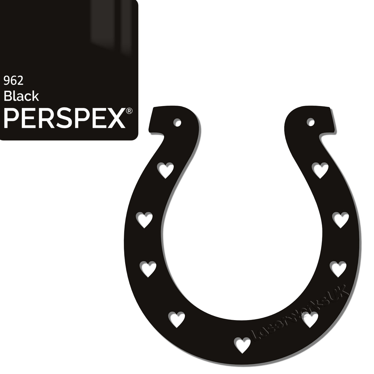 Acrylic Wedding Horseshoe With Hearts Cut Out Border - Laserworksuk