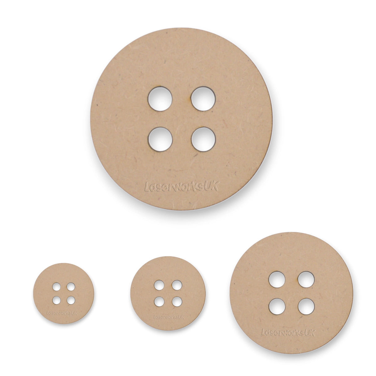 Button MDF Craft Shapes -Wooden Button Blank, Tags, - LaserworksUK