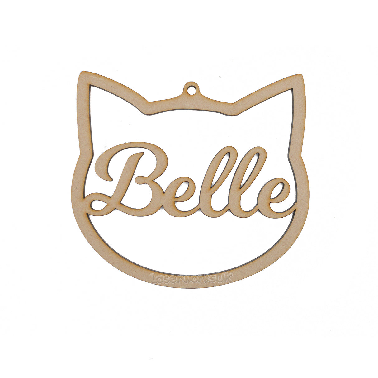 Cat Face Shaped Baubles - Personalised Names - LaserworksUK