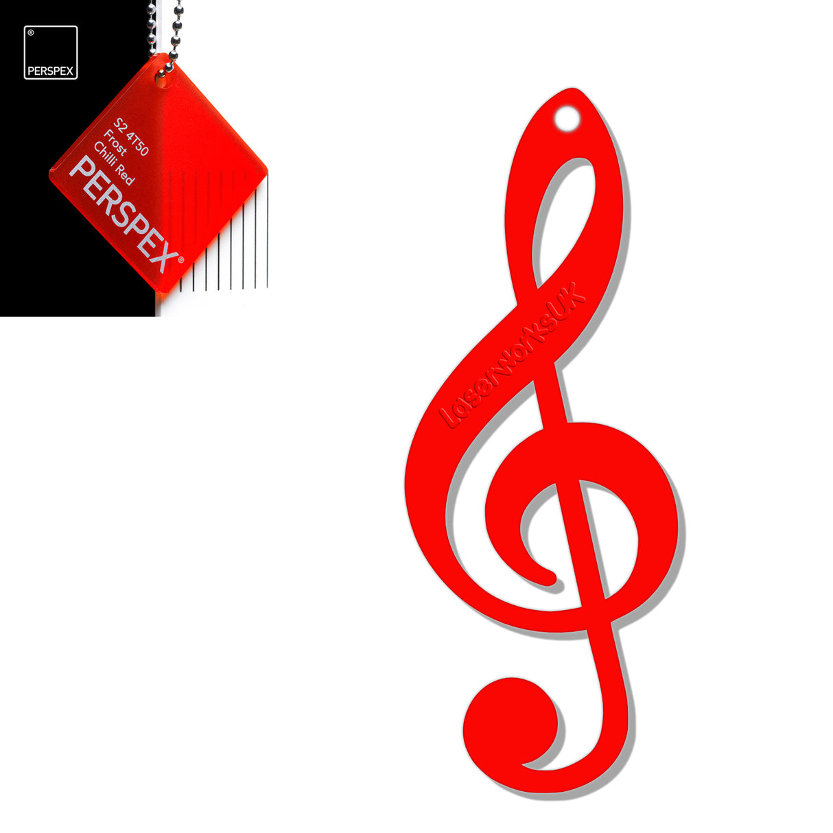 Acrylic Treble Clef Keyring - Music Student Gifts - Laserworksuk