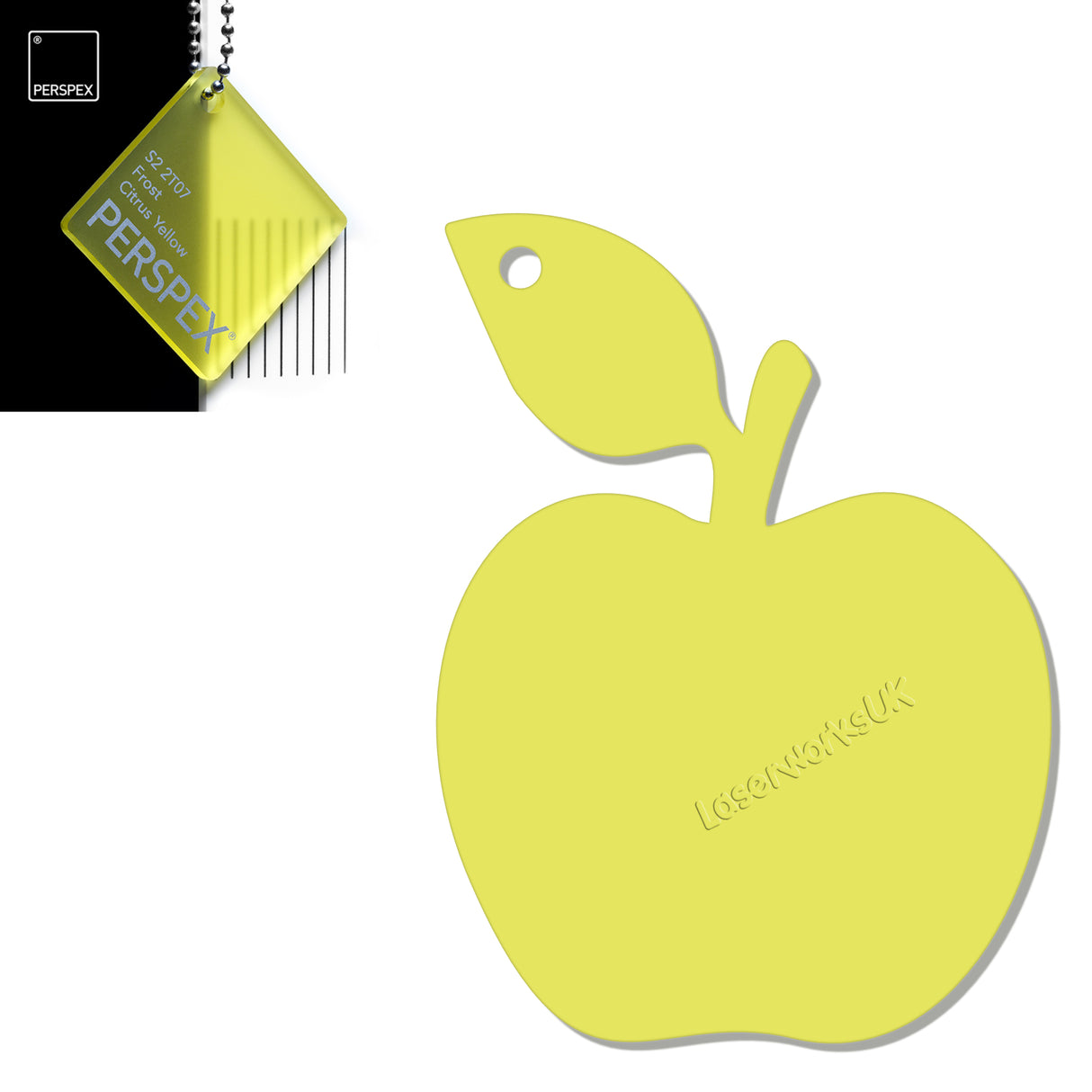 Acrylic Apple Keyring - Laserworksuk