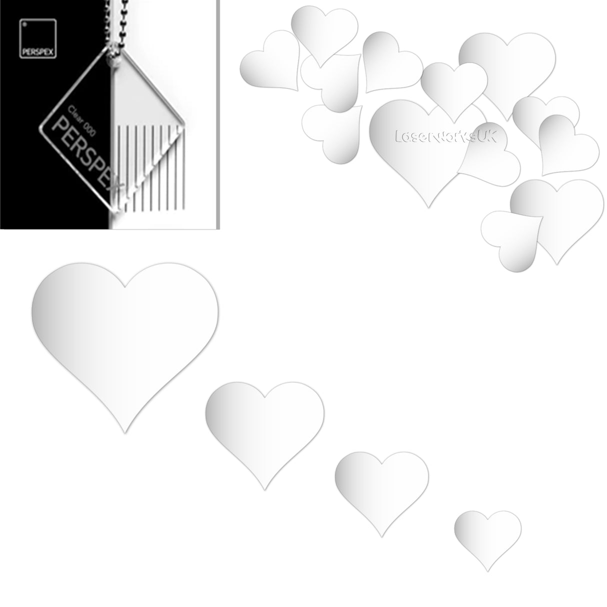 Acrylic Hearts Wedding Table Scatter (Pack of 50) - Laserworksuk