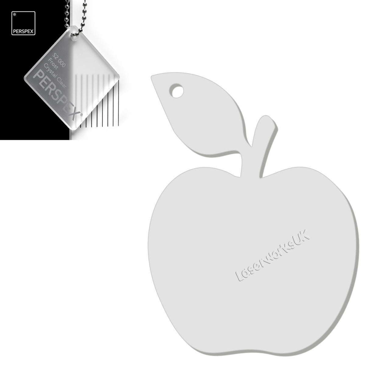 Acrylic Apple Keyring - Laserworksuk