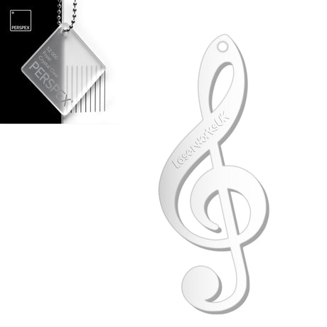 Acrylic Treble Clef Keyring - Music Student Gifts - Laserworksuk