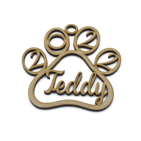 Personalised Dog Paw Christmas Bauble - Xmas Tree Decorations - LaserworksUK