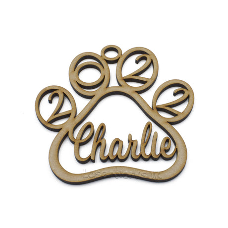 Personalised Dog Paw Christmas Bauble - Xmas Tree Decorations - LaserworksUK