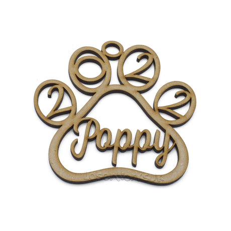 Personalised Dog Paw Christmas Bauble - Xmas Tree Decorations - LaserworksUK