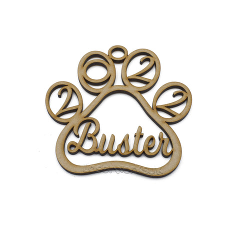 Personalised Dog Paw Christmas Bauble - Xmas Tree Decorations - LaserworksUK