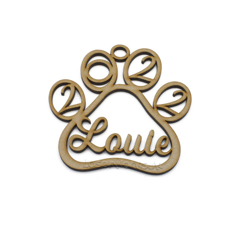 Personalised Dog Paw Christmas Bauble - Xmas Tree Decorations - LaserworksUK
