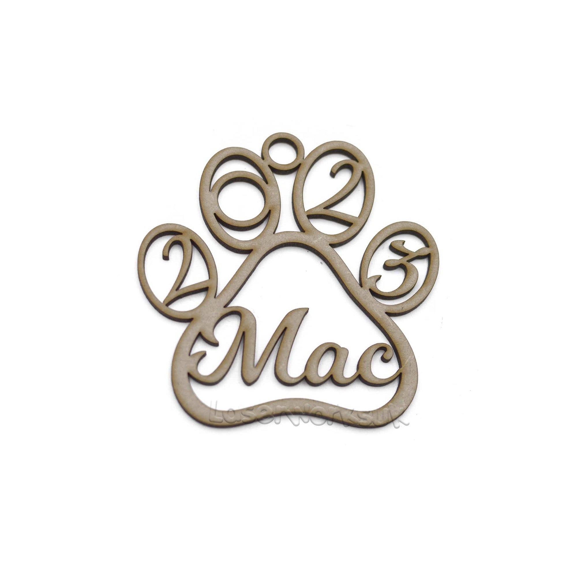 Personalised Dog Paw Christmas Bauble - Xmas Tree Decorations - LaserworksUK