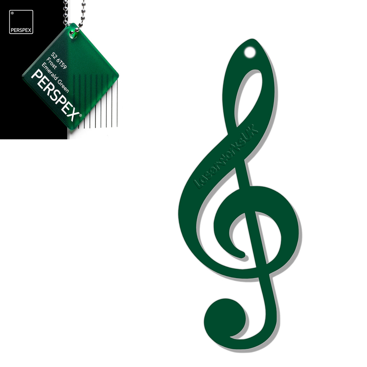Acrylic Treble Clef Keyring - Music Student Gifts - Laserworksuk