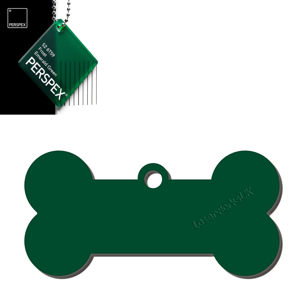 Acrylic Dog Bone Keyring - Multi Colours Blank Tags - Laserworksuk