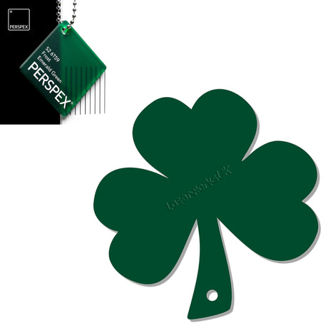 Acrylic Shamrock Keyring - St Patricks Day Clover - Laserworksuk