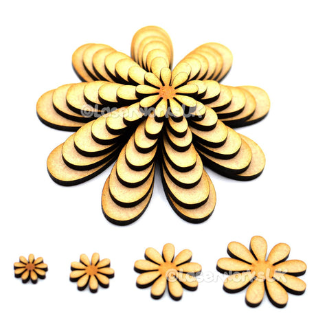 Wooden Daisy Flower Shapes For Crafts - LaserworksUK
