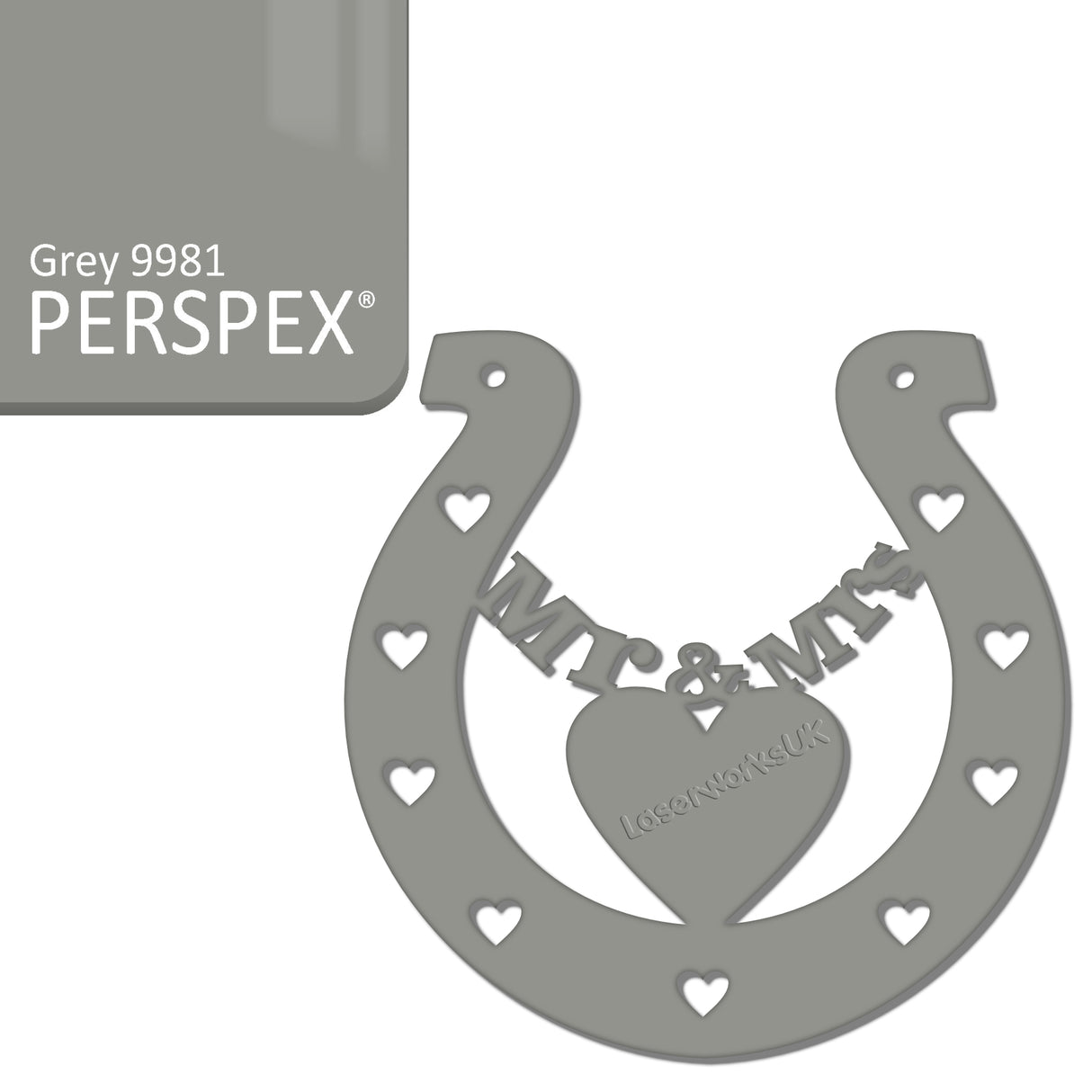 Acrylic Mr & Mrs Horseshoe Blanks - Laserworksuk