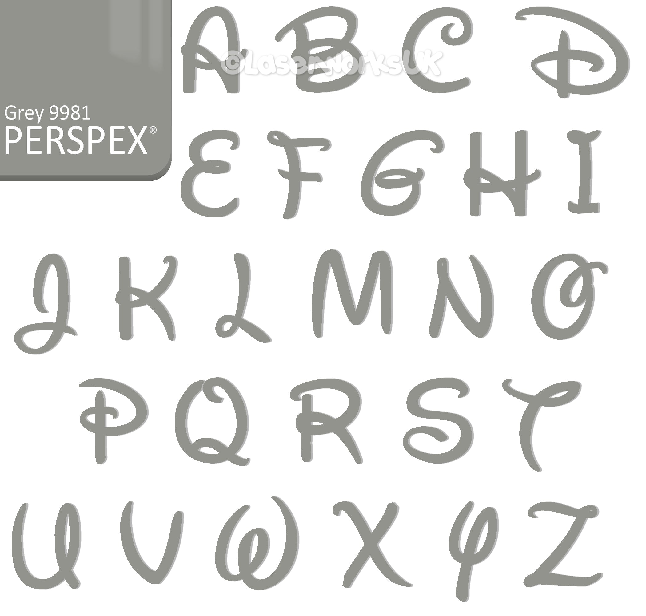 Acrylic Letters - 4cm High - Disney Font Perspex Letters & Numbers - 40 Colours - Laserworksuk