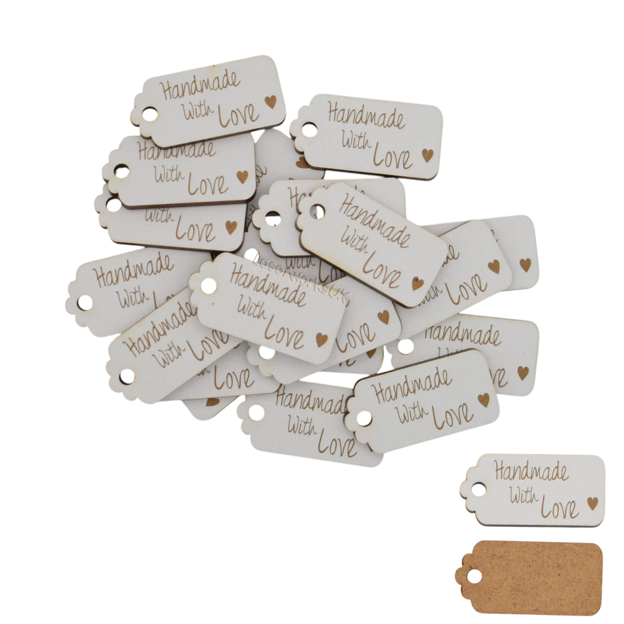 10 Handmade with love Gift Tags - Engraved Gift Tags - Laserworksuk