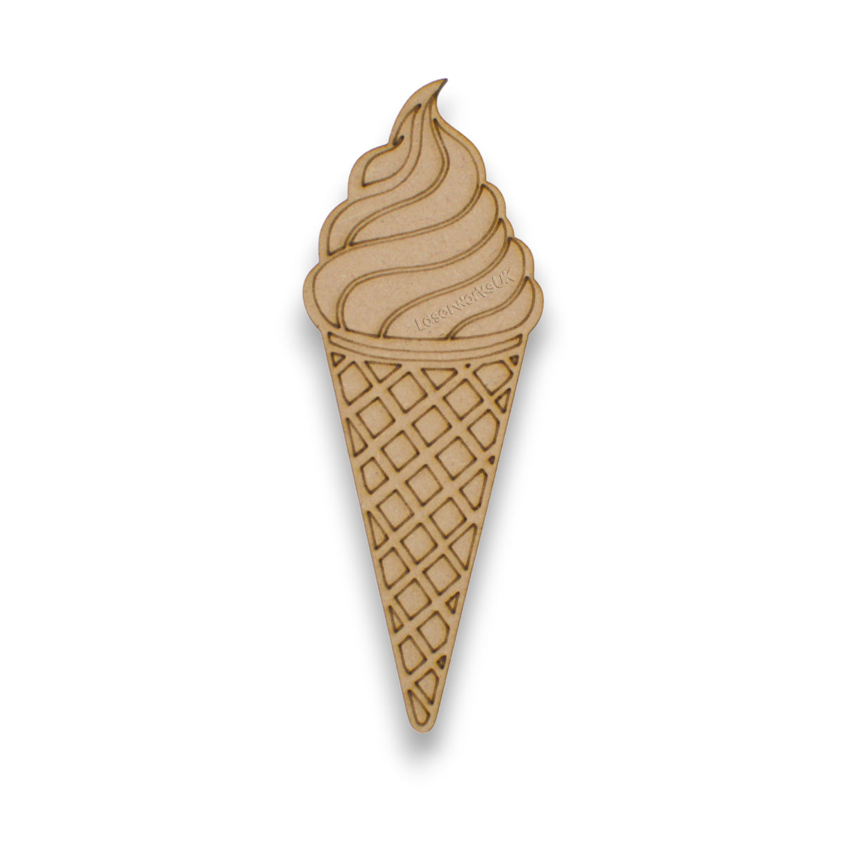Ice Cream Cone Wooden Cutout - Summer Crafts - LaserworksUK