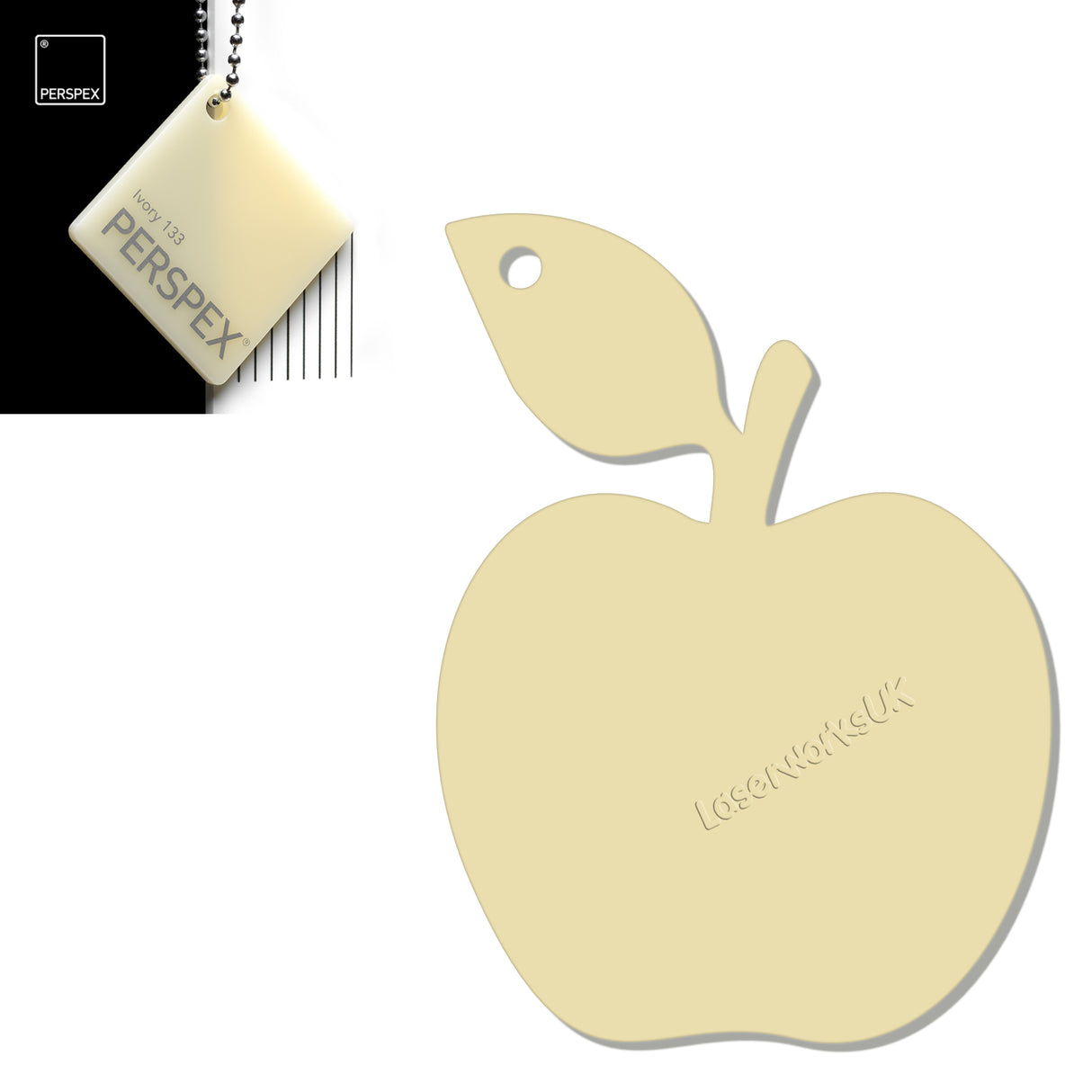 Acrylic Apple Keyring - Laserworksuk