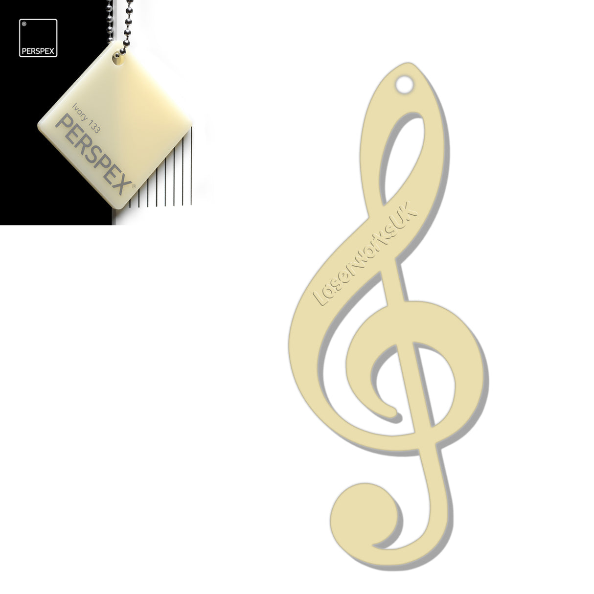 Acrylic Treble Clef Keyring - Music Student Gifts - Laserworksuk