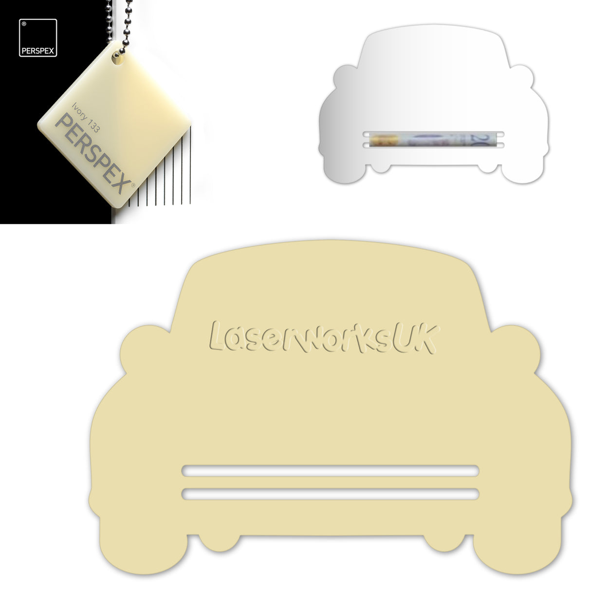 Acrylic Wedding Car Gift Money Holder Blanks - Laserworksuk