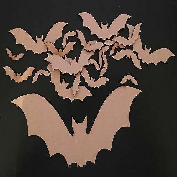 22 x Halloween Bats, Laser Cut MDF Shapes Embellishment,Spooky,Crafts,Scary - LaserworksUK