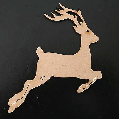 3 x Wooden Mdf Christmas Reindeer Shapes - LaserworksUK