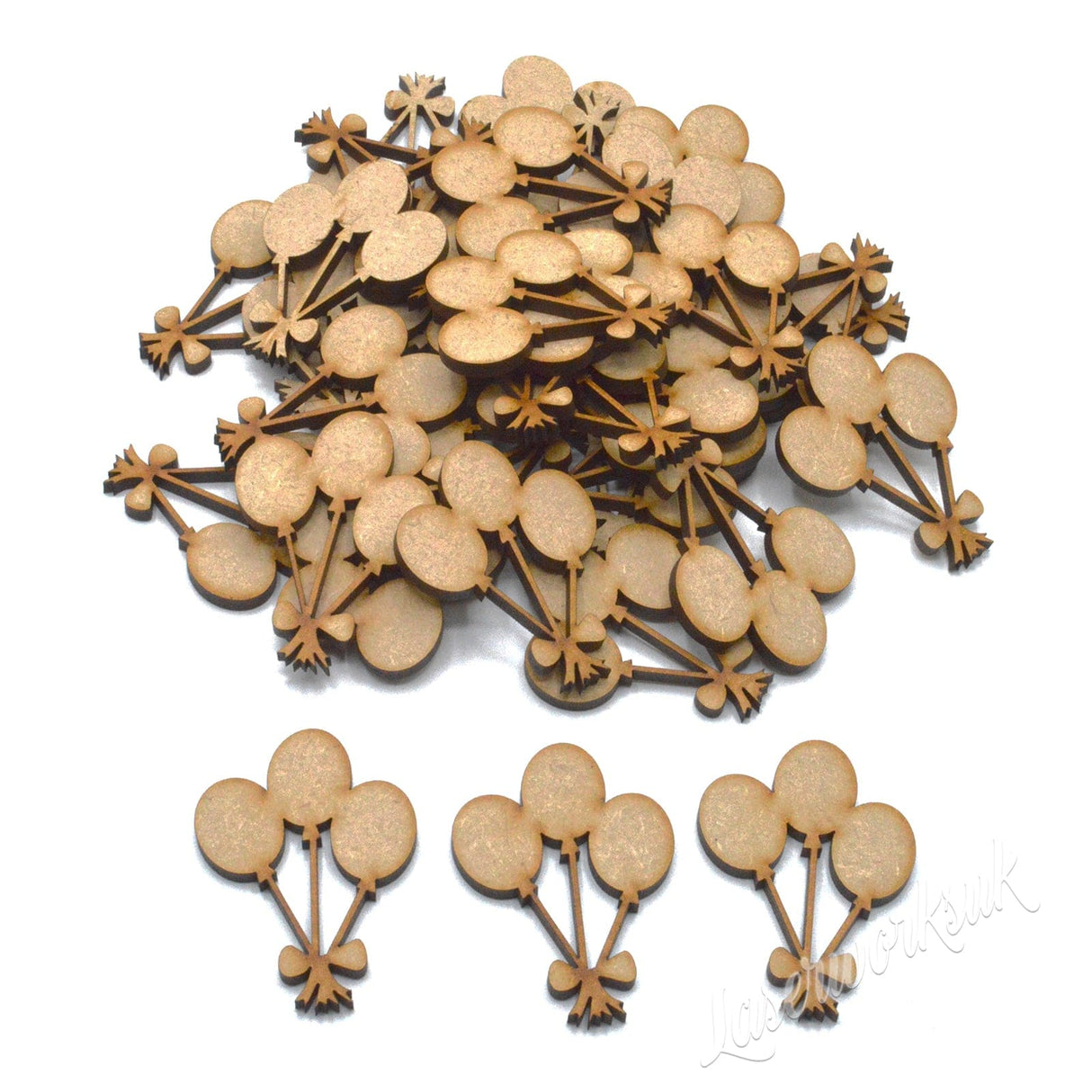 12 x Wooden MDF Birthday Balloon Craft Shapes - LaserworksUK