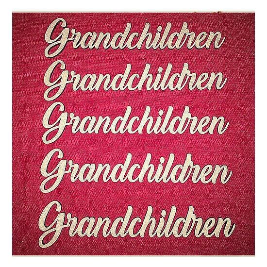 5x Wooden Grandchildren Word Script | MDF Embellishments - LaserworksUK